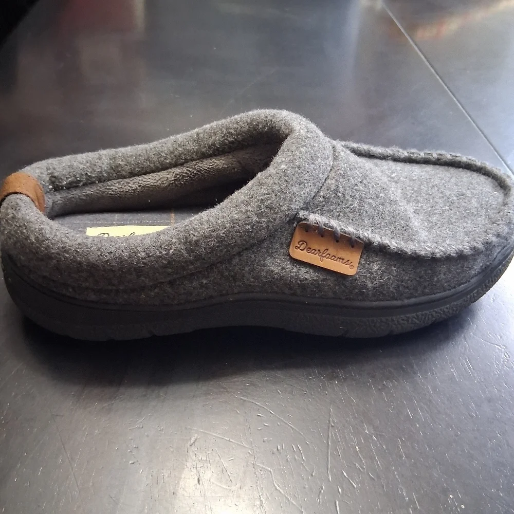 Dearfoams Grey Memory Foam Men's Slippers Size 7